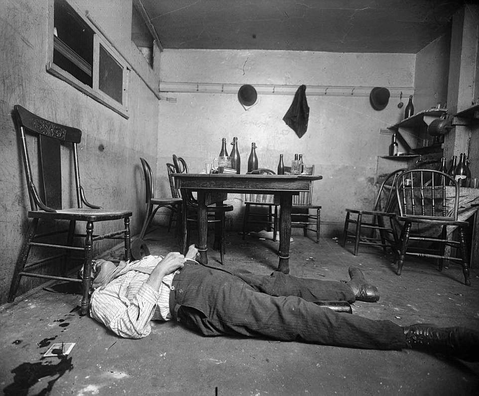 A homicide victim lying dead in a New York bar around 1916, were unearthed during renovations of the former NYPD headquarters in 2012