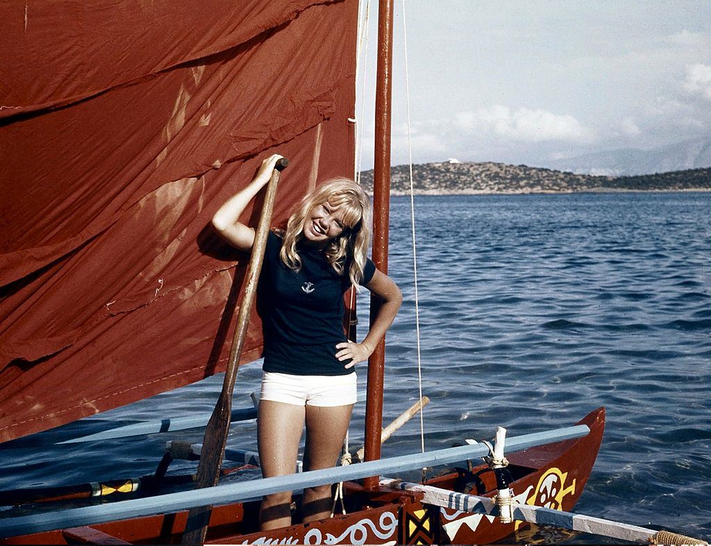 Hayley Mills on a boat in a scene from the film 'The Moon-Spinners', 1964