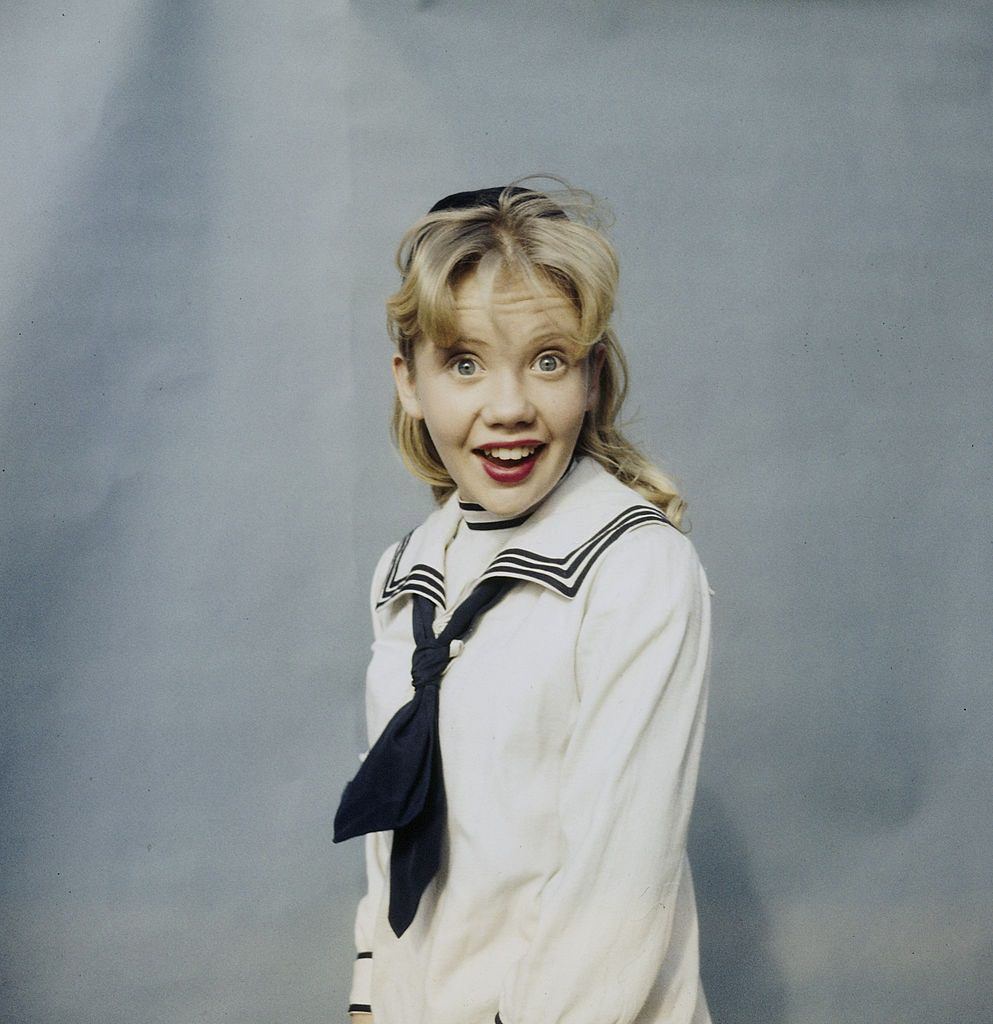 Hayley Mills wearing middy blouse, during production of the movie Pollyanna...