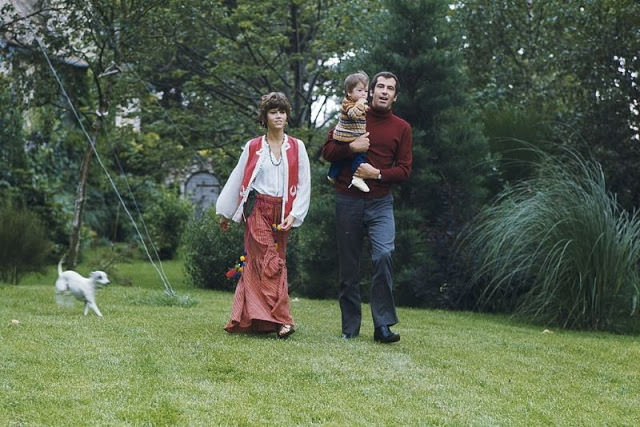 Jane Fonda with her husband Roger Vadim and daughter Vanessa at their home in the countryside near Houdan and 80km from Paris