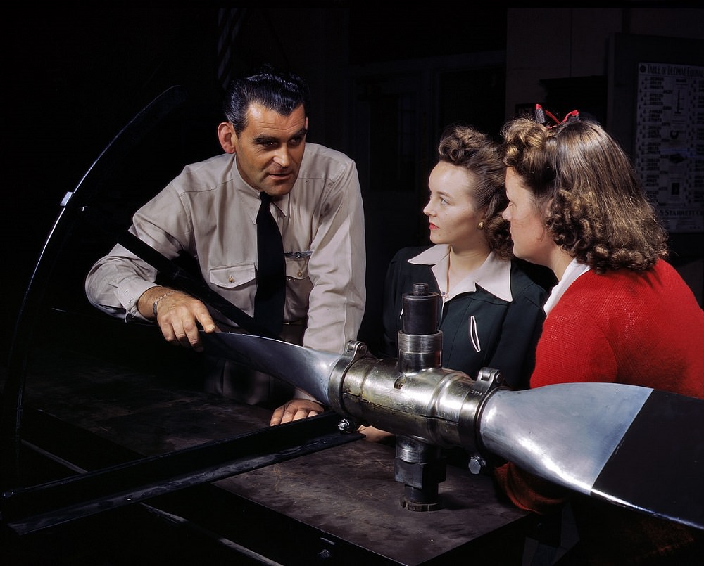 Students at Washington High School in Los Angeles training for specific contributions to the war effort, September 1942