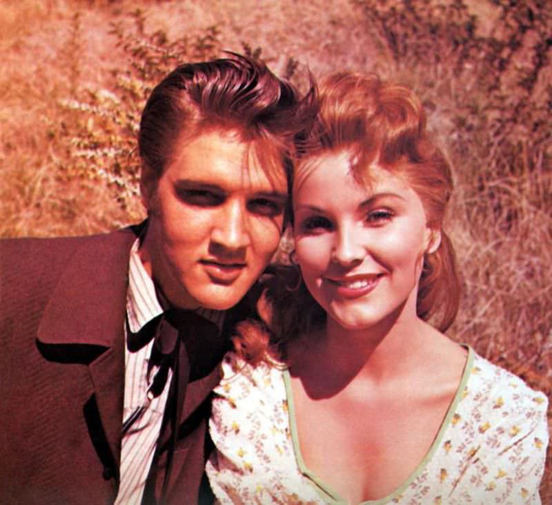 Debra Paget With Elvis Presley During the Filming of Love Me Tender, 1956