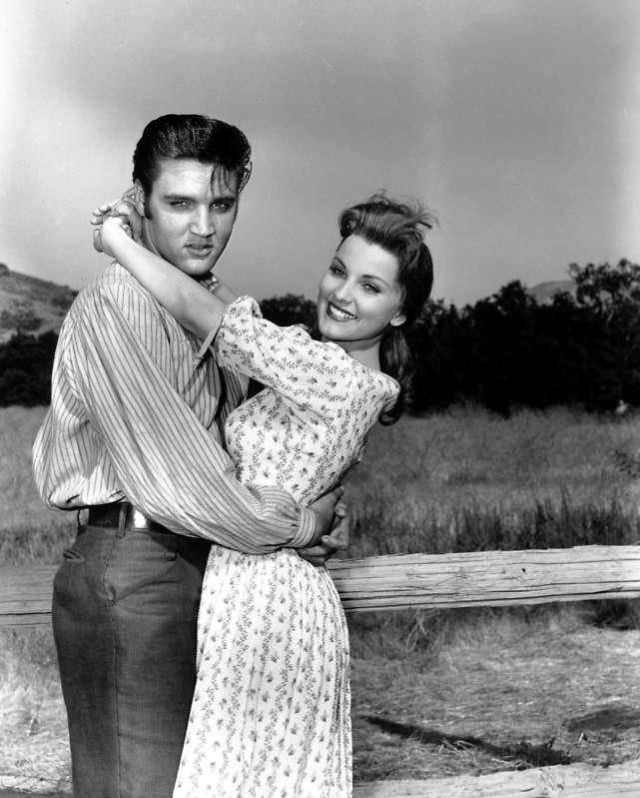 Debra Paget With Elvis Presley During the Filming of Love Me Tender, 1956