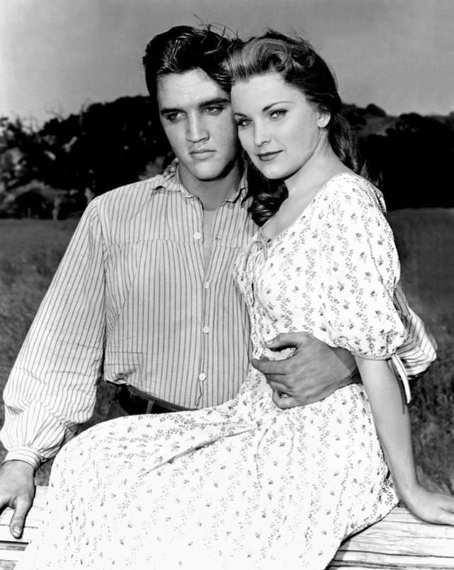 Debra Paget With Elvis Presley During the Filming of Love Me Tender, 1956