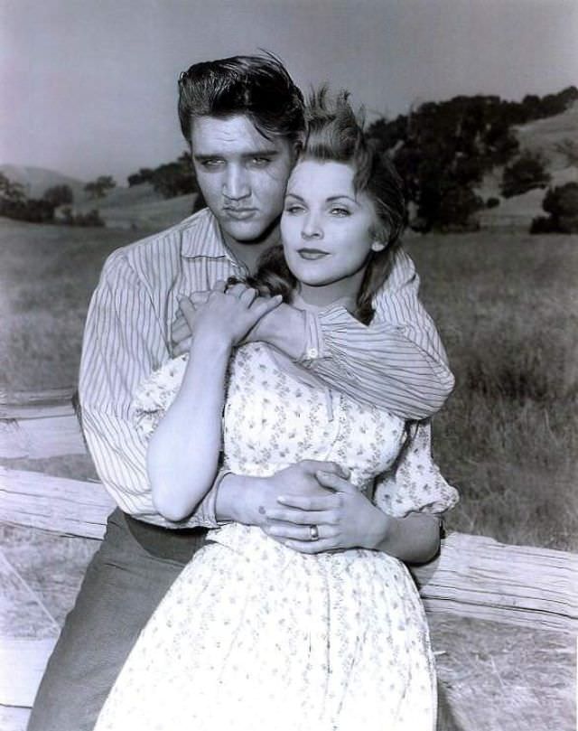 Debra Paget With Elvis Presley During the Filming of Love Me Tender, 1956