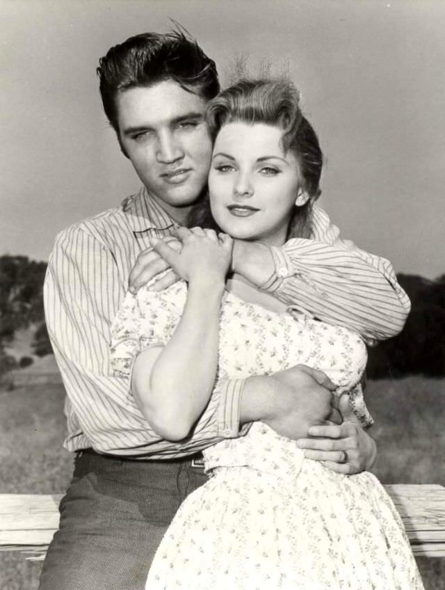 Debra Paget With Elvis Presley During the Filming of Love Me Tender, 1956