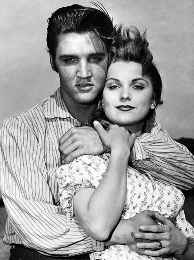 Debra Paget With Elvis Presley During the Filming of Love Me Tender, 1956