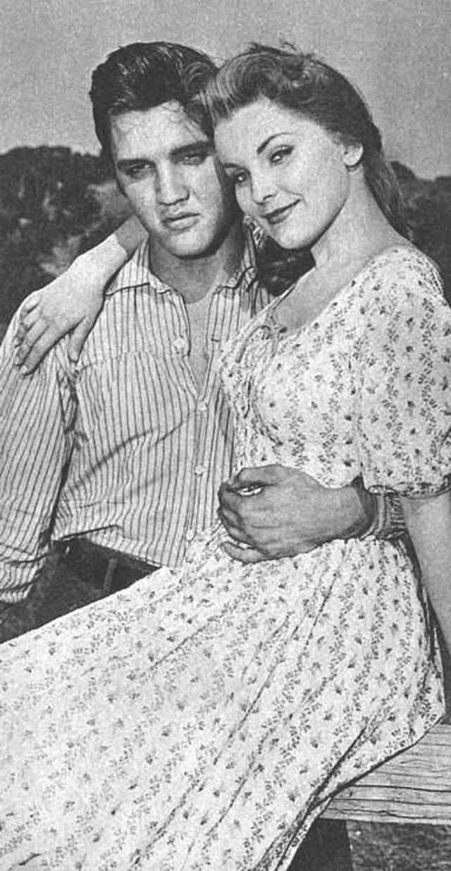 Debra Paget With Elvis Presley During the Filming of Love Me Tender, 1956