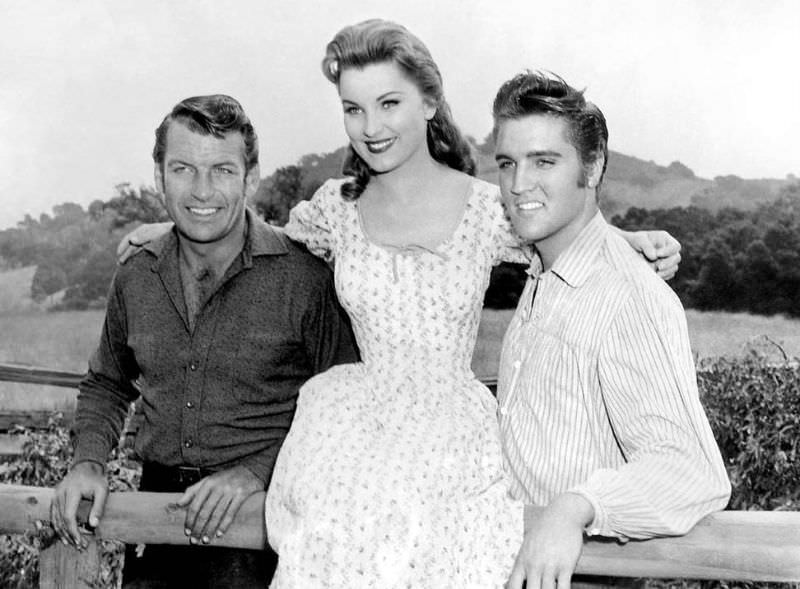 Debra Paget With Elvis Presley During the Filming of Love Me Tender, 1956