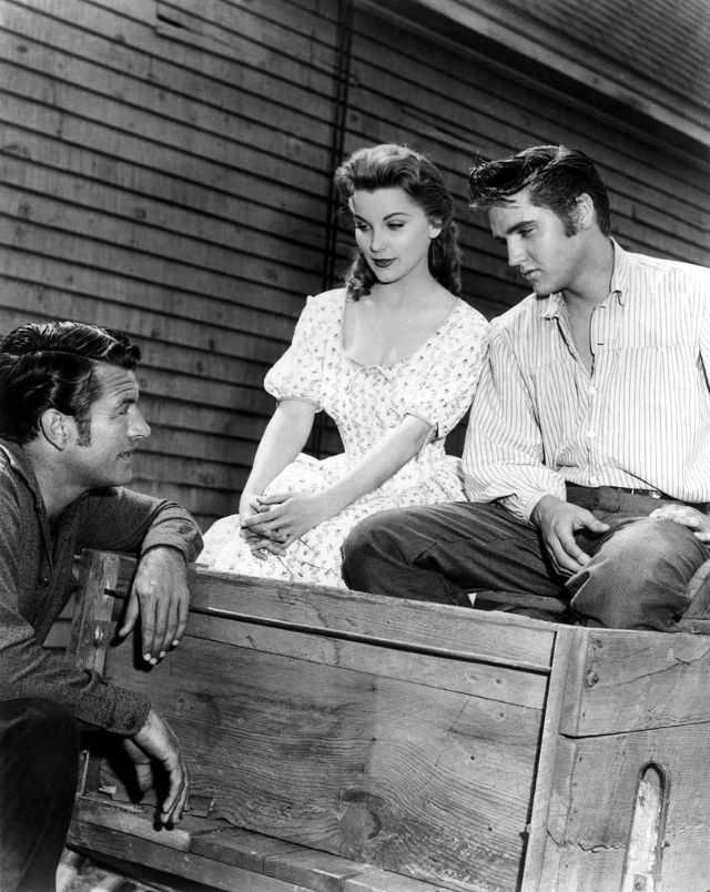 Debra Paget With Elvis Presley During the Filming of Love Me Tender, 1956