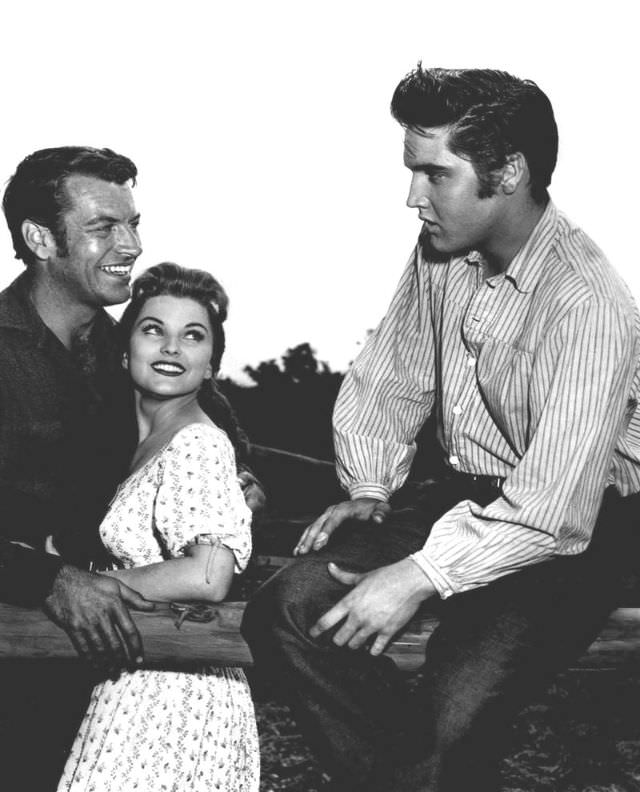 Debra Paget With Elvis Presley During the Filming of Love Me Tender, 1956