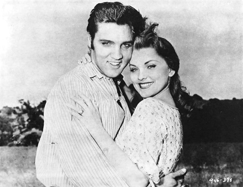 Debra Paget With Elvis Presley During the Filming of Love Me Tender, 1956