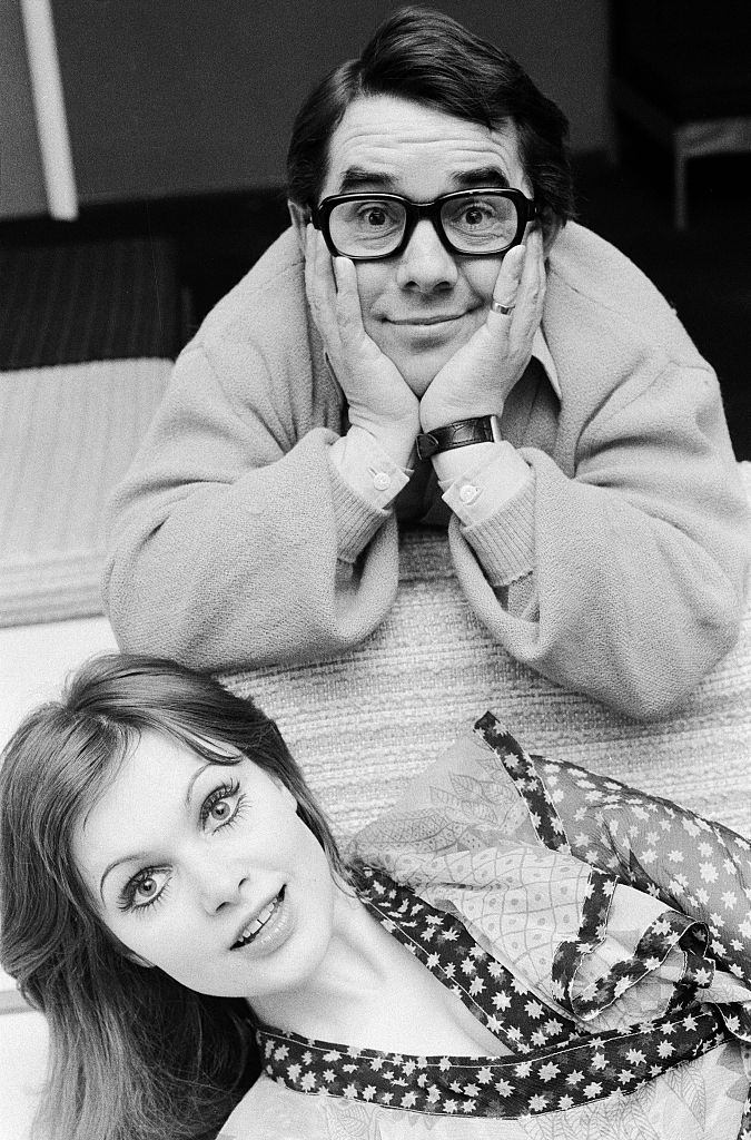 Madeline Smith with Comedian Ronnie Corbett at the BBC rehearsal room in Acton, 1971