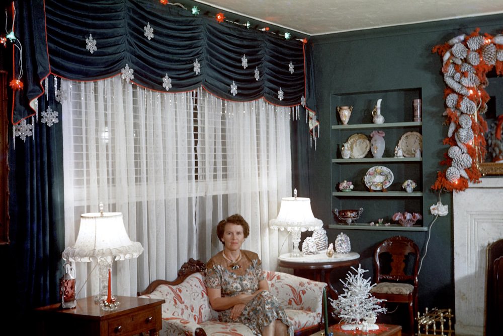 A women in her living rooom in Miami, Christmas 1954