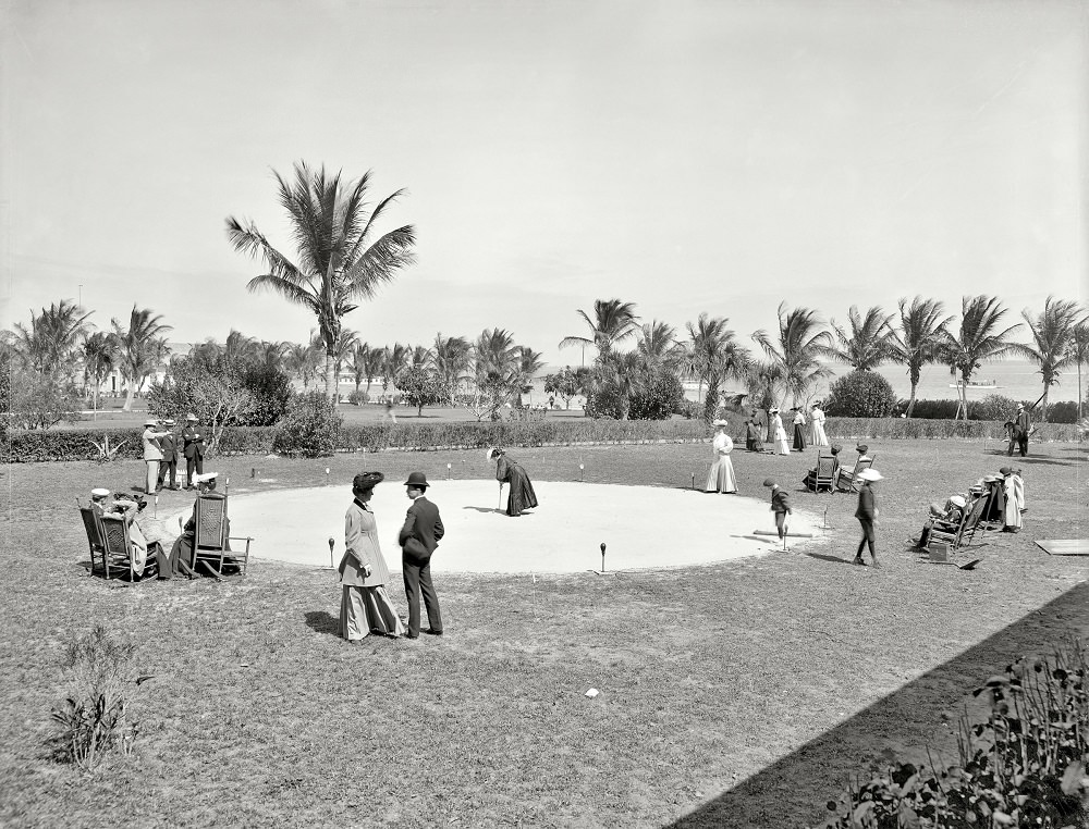 Clock golf at the Royal Palm Hotel, Miami circa 1905