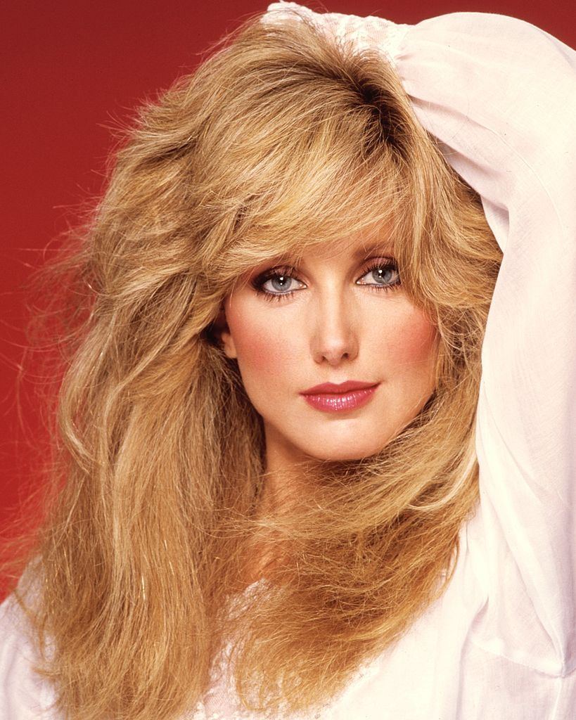 Morgan Fairchild poses for a portrait in 1985 in Los Angeles, California.