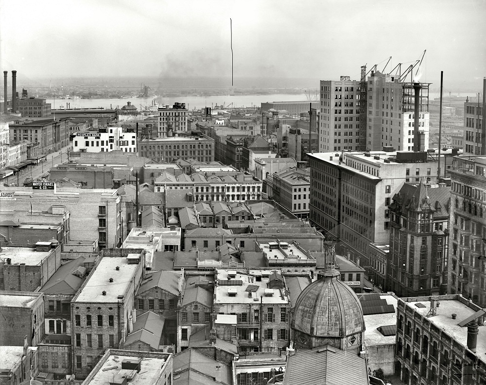 New Orleans and Mississippi River from Hotel Grunewald, 1910