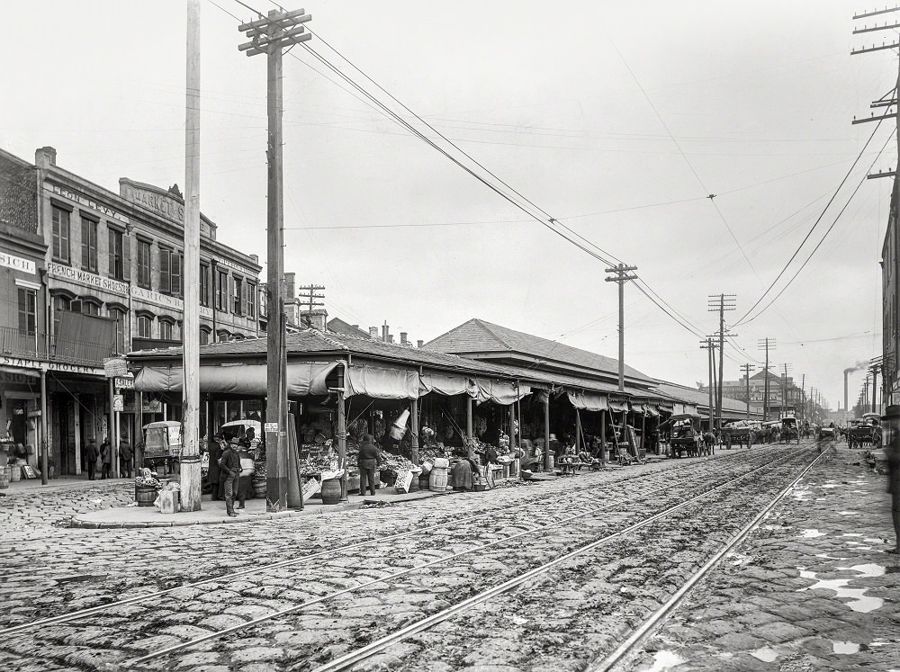 The French Market, Decatur and Peters Streets, New Orleans circa 1900