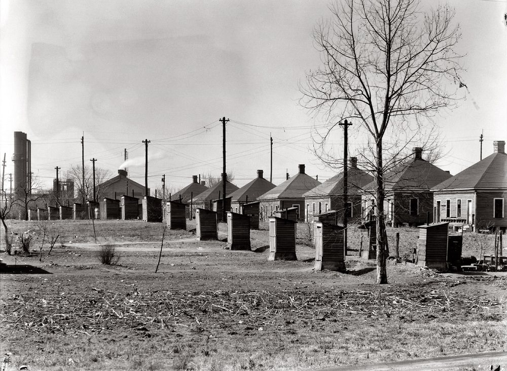 Workers' company houses and outhouses. Republic Steel, Birmingham, Alabama, March 1936