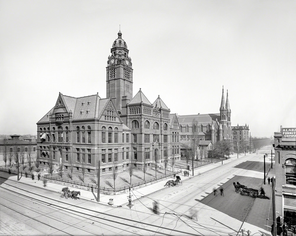 Jefferson County Courthouse and St. Paul's Church, Birmingham, 1906