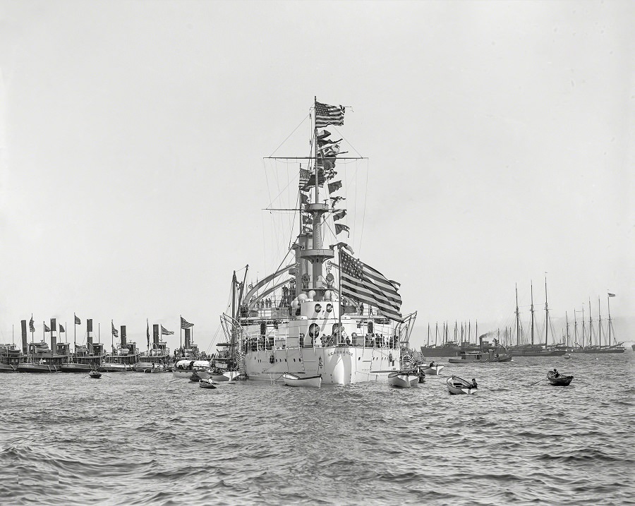 Battleship U.S.S. Kearsarge from astern, Boston, 1906
