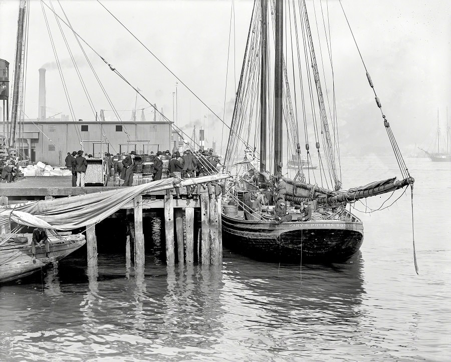 Fishing schooner at 'T' wharf, Boston, 1903