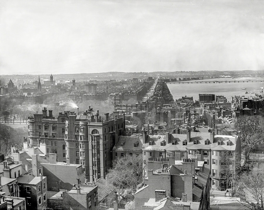 Boston, Massachusetts, 1906. Back Bay from the State House dome.