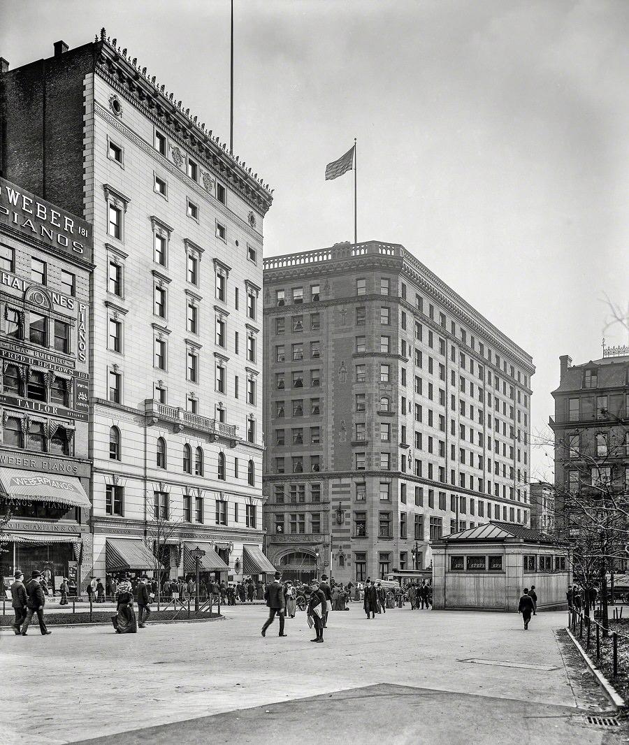 Lafayette Mall, Masonic Temple and Hotel Touraine, Boston, 1906