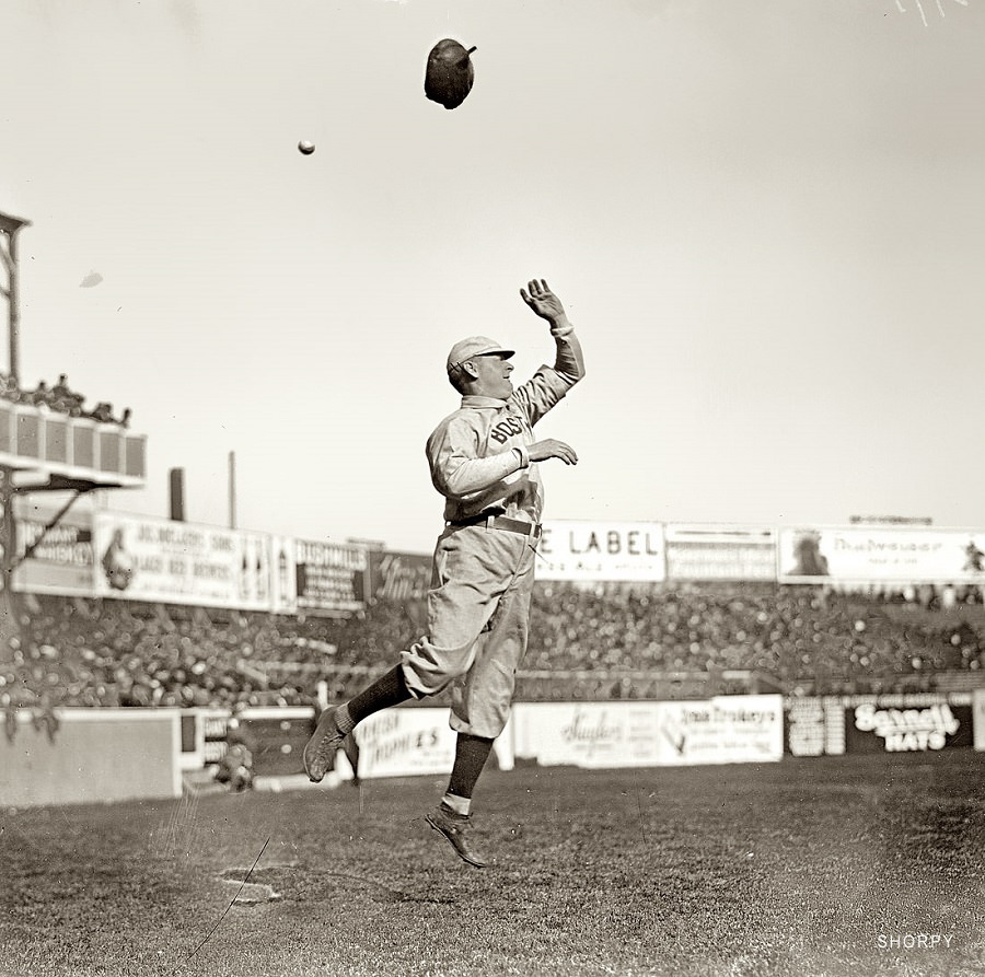 Boston Nationals (Braves) manager Fred Lake does it the hard way, April 21, 1910