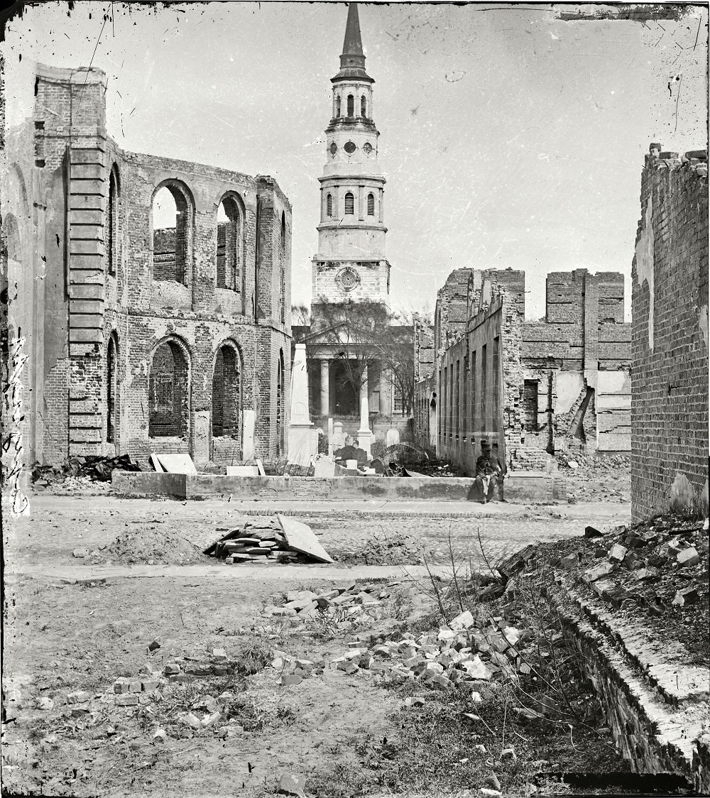 St. Philip's Church with ruins of Circular Church and Secession Hall, Charleston, April 1865