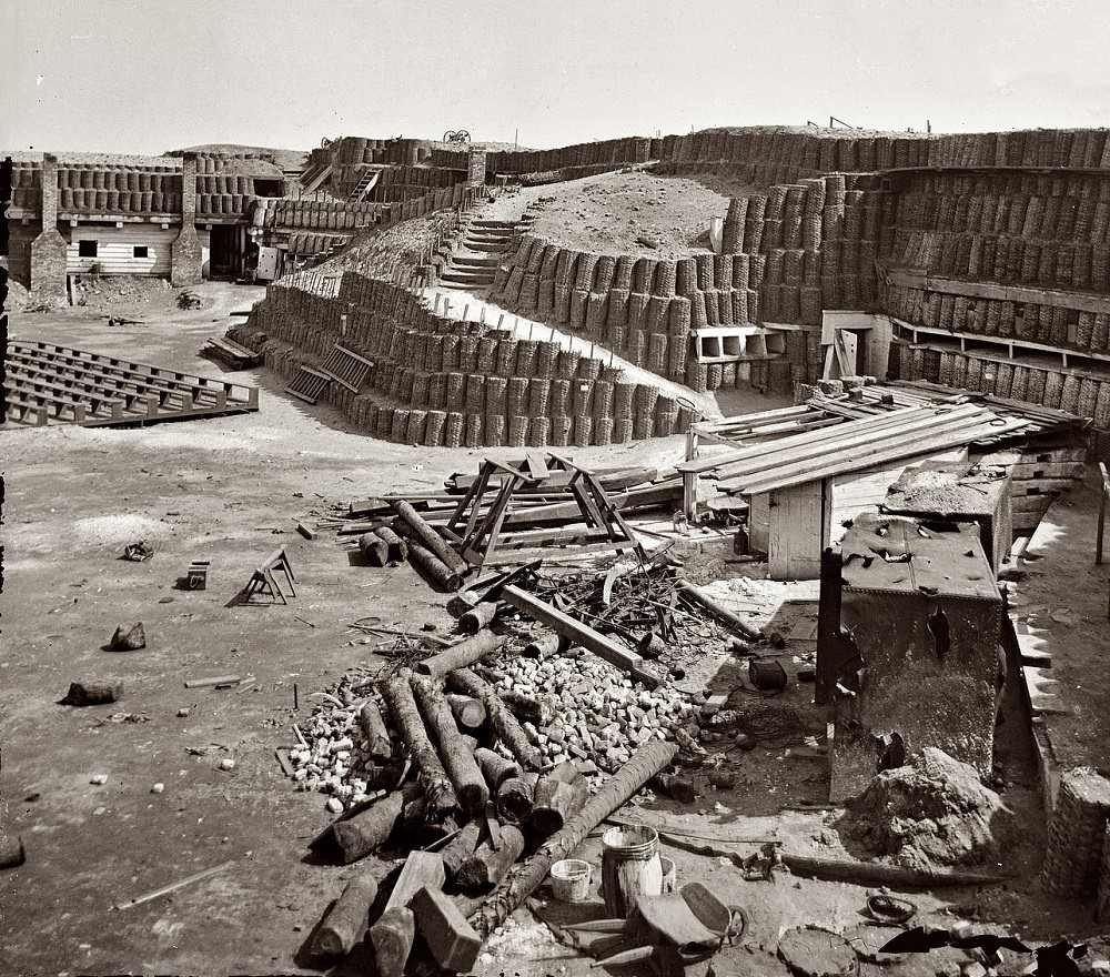 Interior of Fort Sumter, with gabion reinforcements, 1865