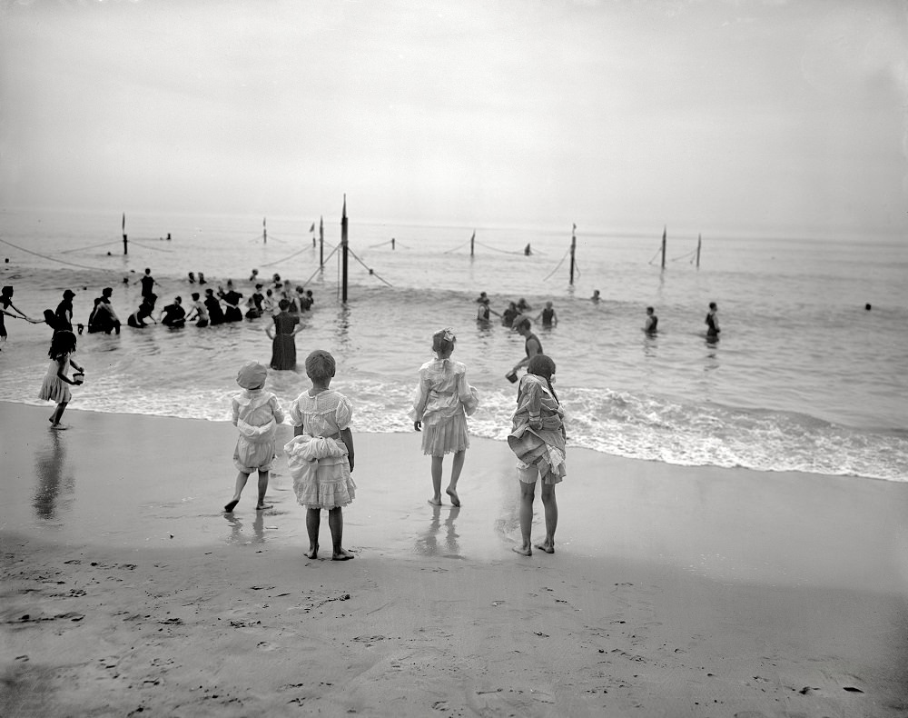 On the beach at Coney Island, New York circa 1905