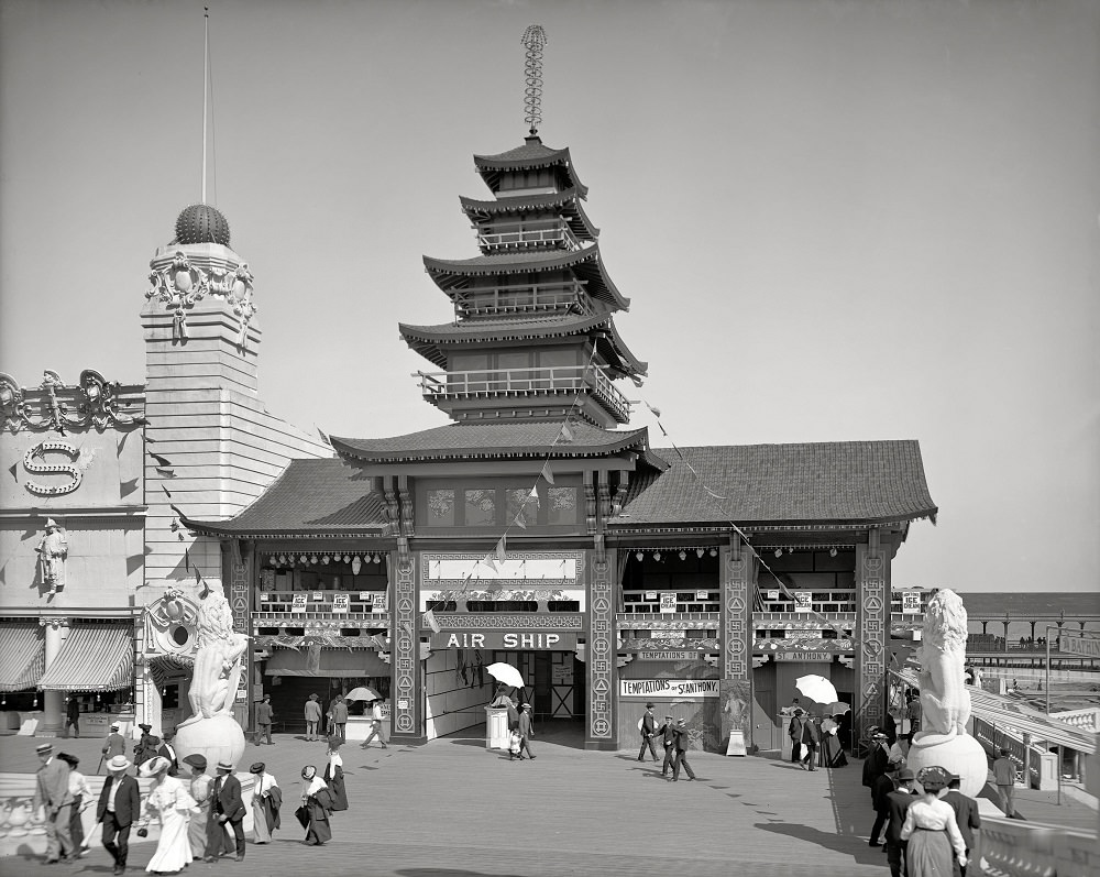 Dreamland Park, légi hajóépület, Coney Island, New York, 1904 körül