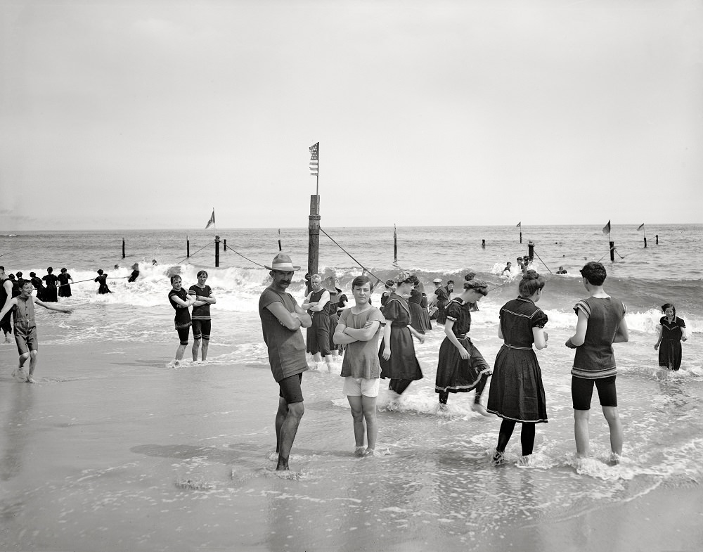 Surf bathing at Coney Island, New York circa 1905