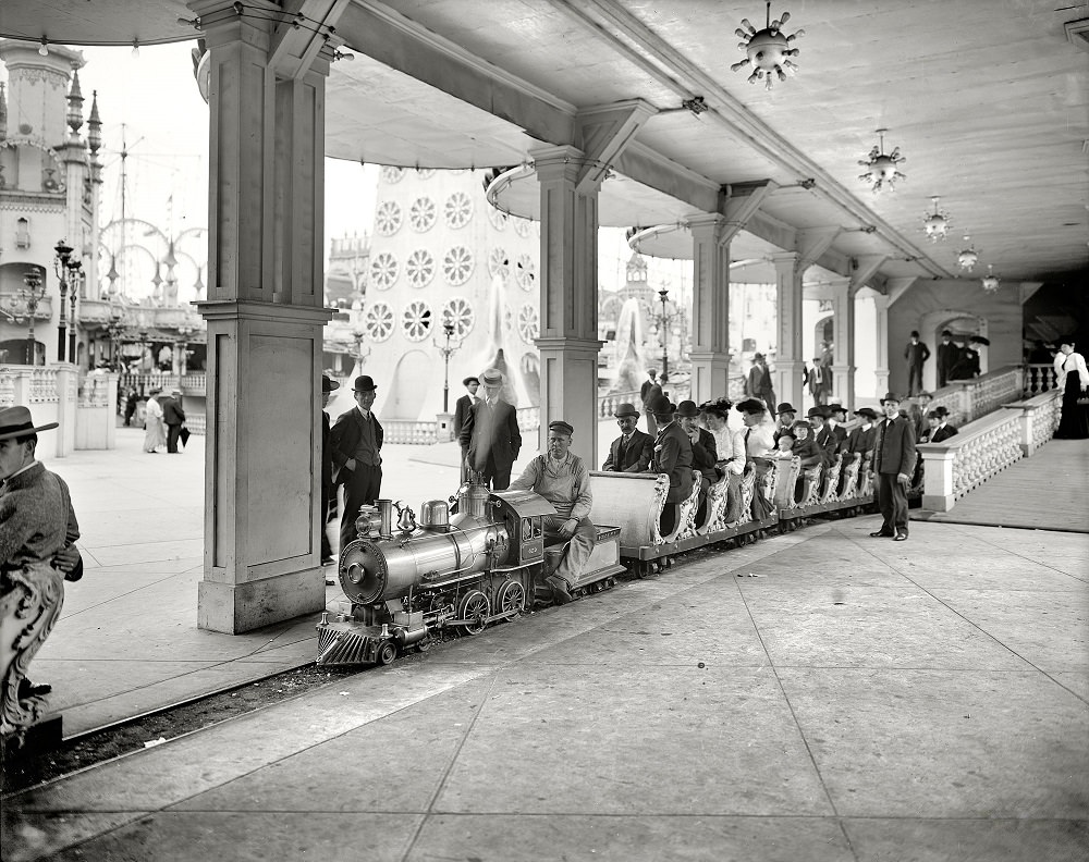 Miniatűr vasút, Coney Island, New York, 1905 körül