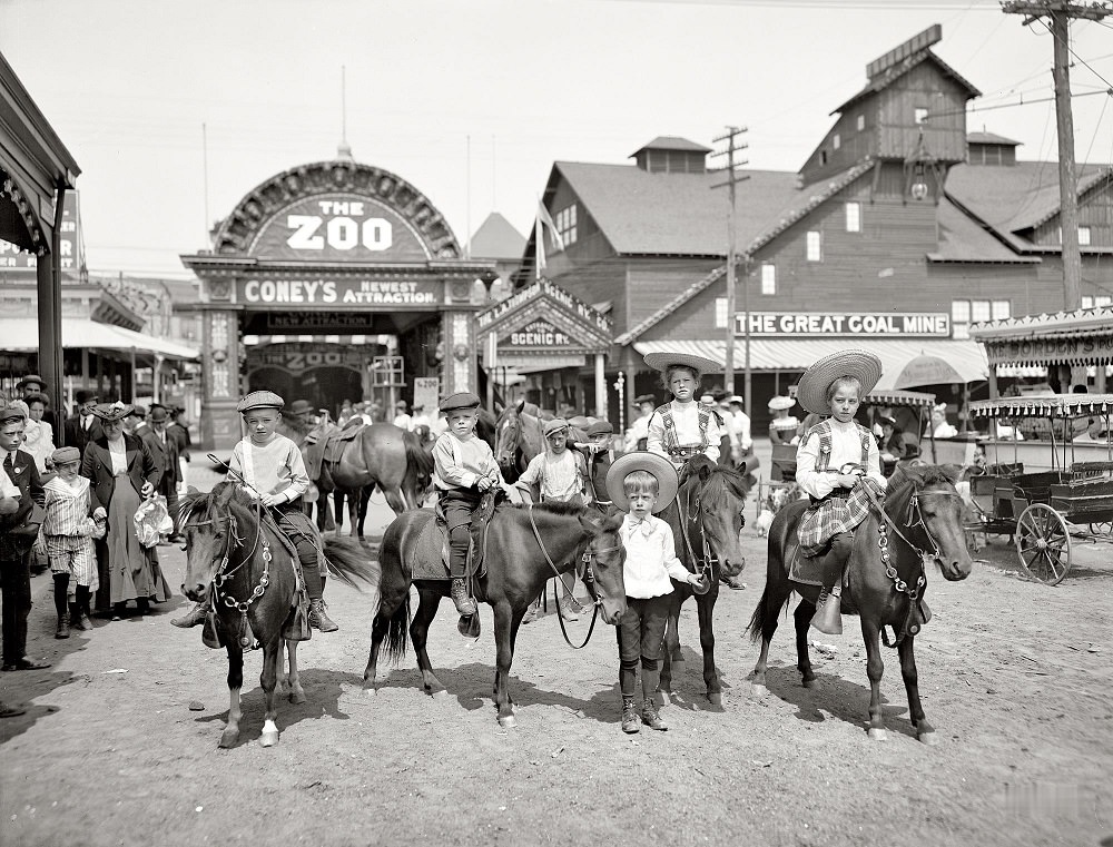 The ponies, Coney Island, New York circa 1904
