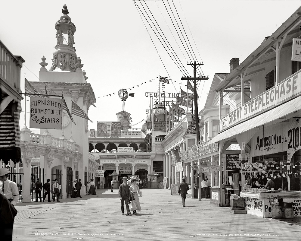 Bowery déli vége, Coney Island, New York, 1903 augusztus