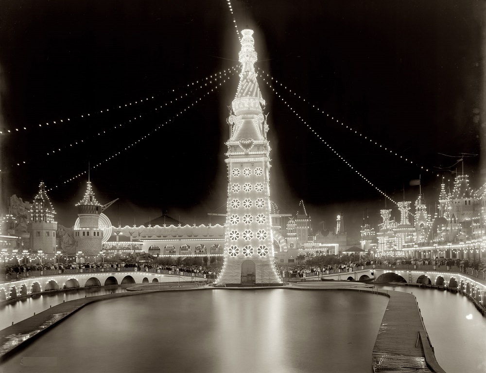 Luna Park at Night, Coney Island circa 1905