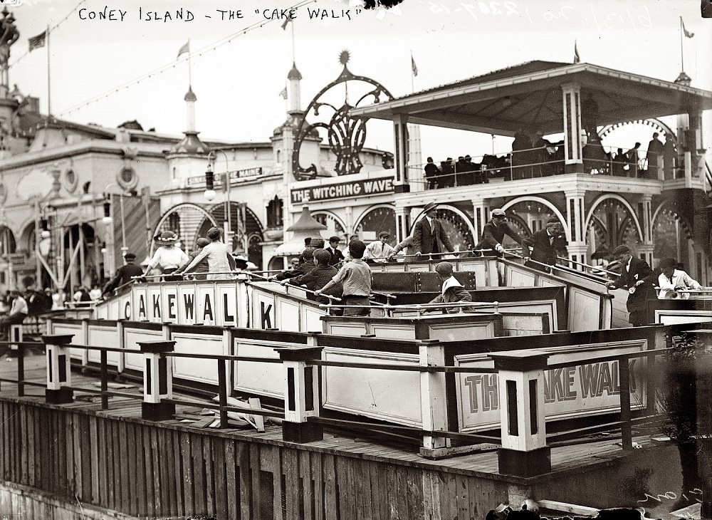 On the beach at New York's Coney Island circa 1910-1915