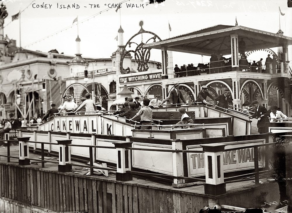 On the beach at New York's Coney Island circa 1910-1915