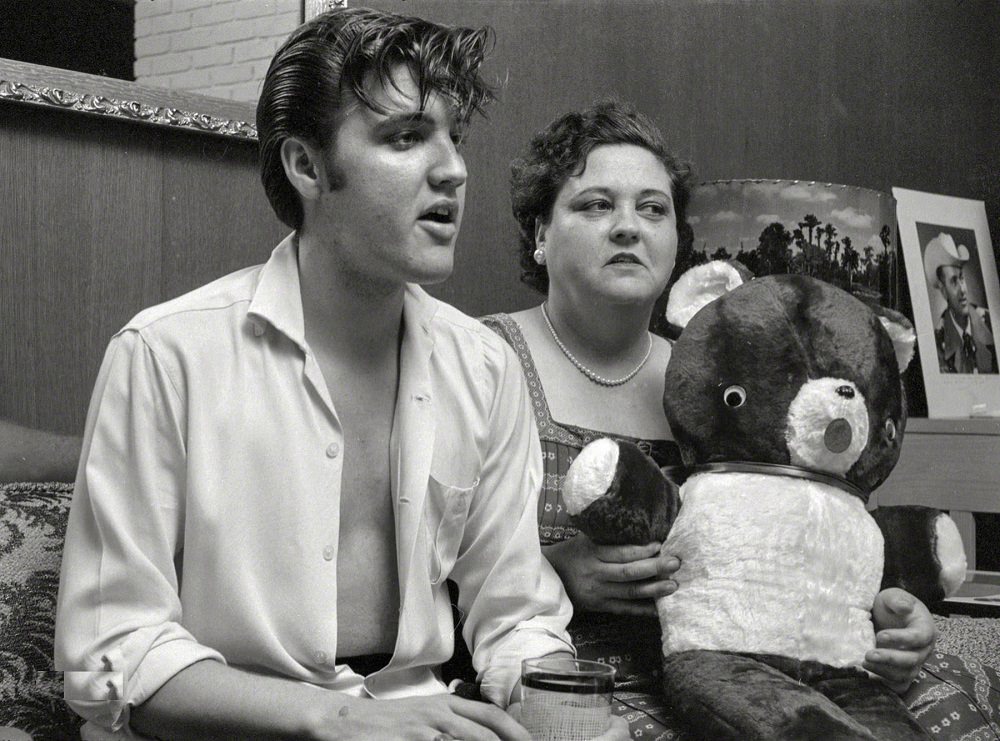 Elvis Presley at home with his mother, Gladys, Memphis, Tennessee, May 1956