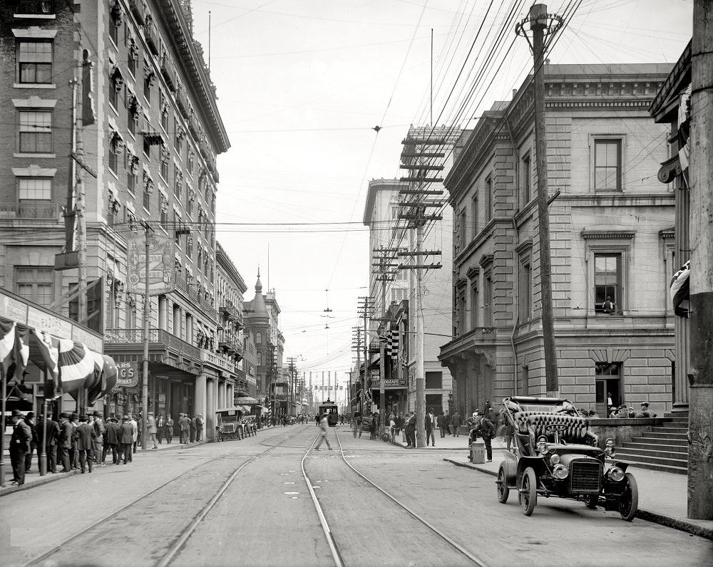 Royal Street looking south from St. Francis, Mobile, Alabama, circa 1910