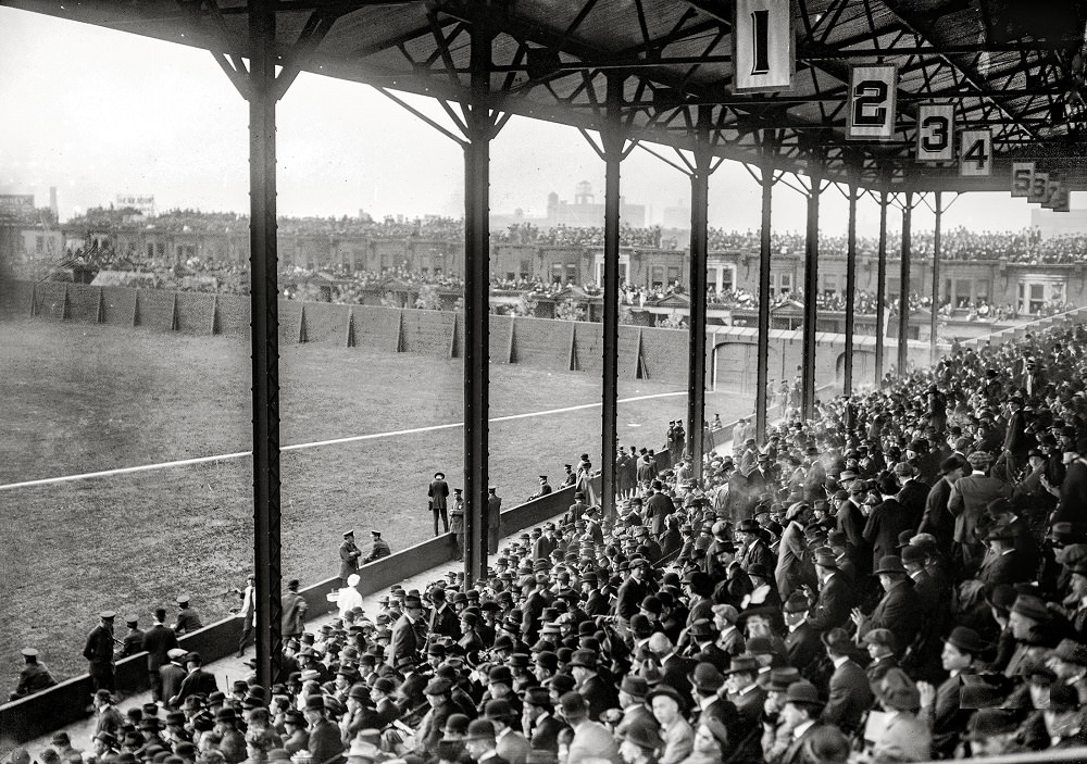 First-base grandstand at Shibe Park, Philadelphia, 1913 World Series