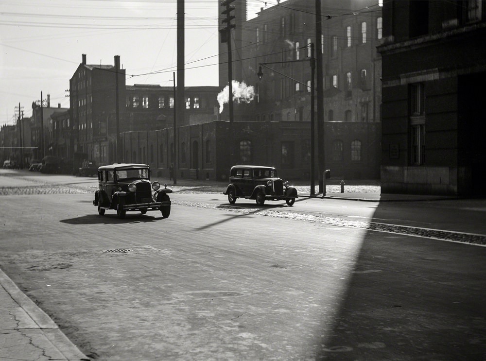 Cars on South Fifth Street, Philadelphia, Pennsylvania, Spring 1938