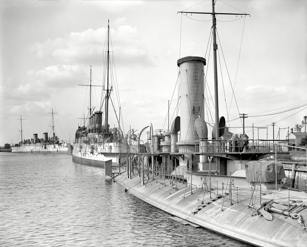Ships at League Island Navy Yard, Philadelphia circa 1908