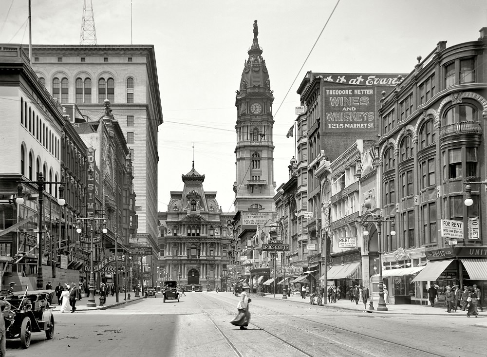 Market St. west from 12th, Philadelphia City Hall, 1910