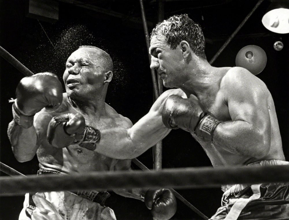 Rocky Marciano KO's Jersey Joe Walcott, is new World Heavyweight Champion, Philadelphia, 1952
