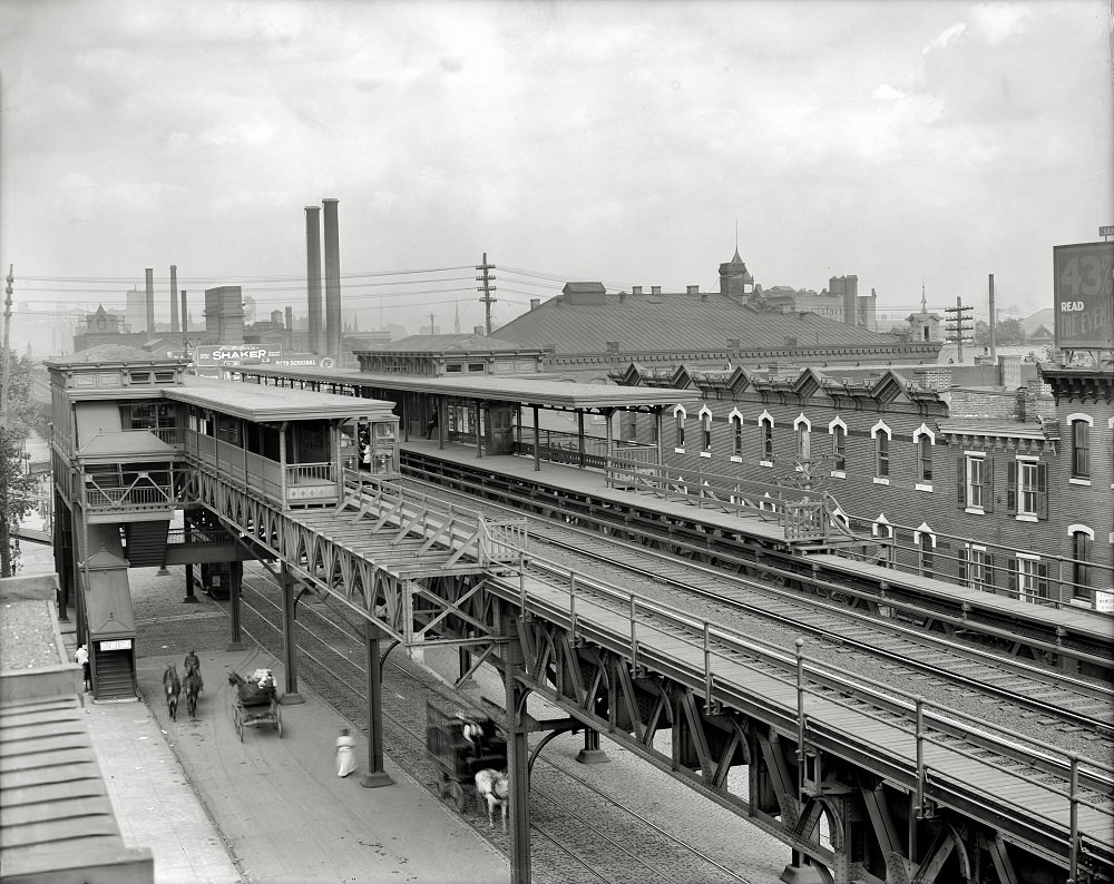 The Elevated station at 36th Street, Philadelphia, Pennsylvania, circa 1908