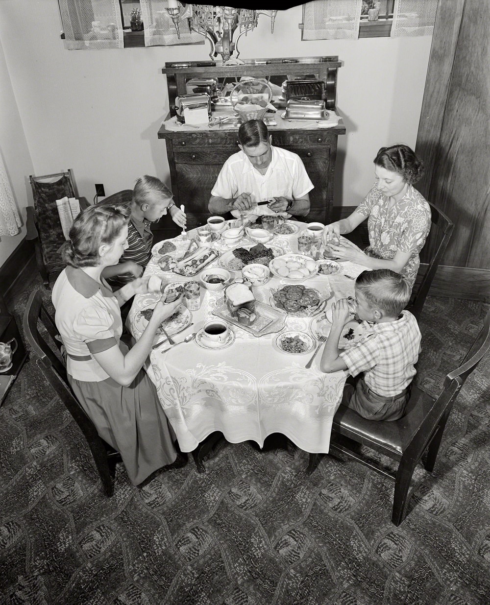 The Babcocks at the dinner table, Rochester, New York, September 1942