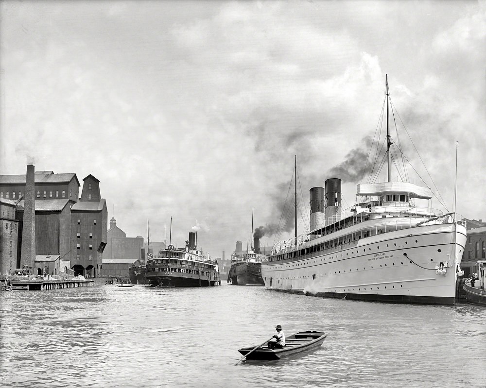 Along the river at Buffalo, New York. Circa 1905